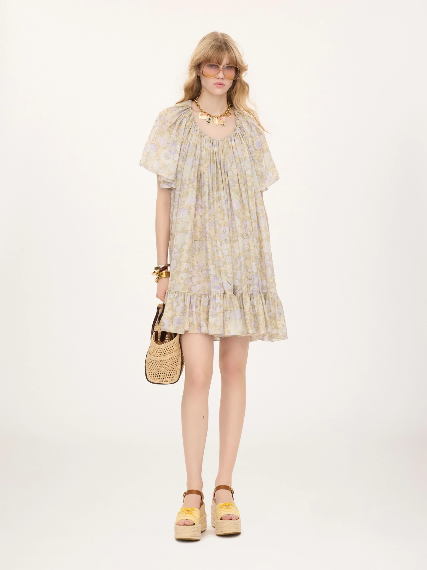 Chloé Short pleated dress in silk charmeuse | Thumbnail 2 Chloé Short pleated dress in silk charmeuse | Thumbnail 2