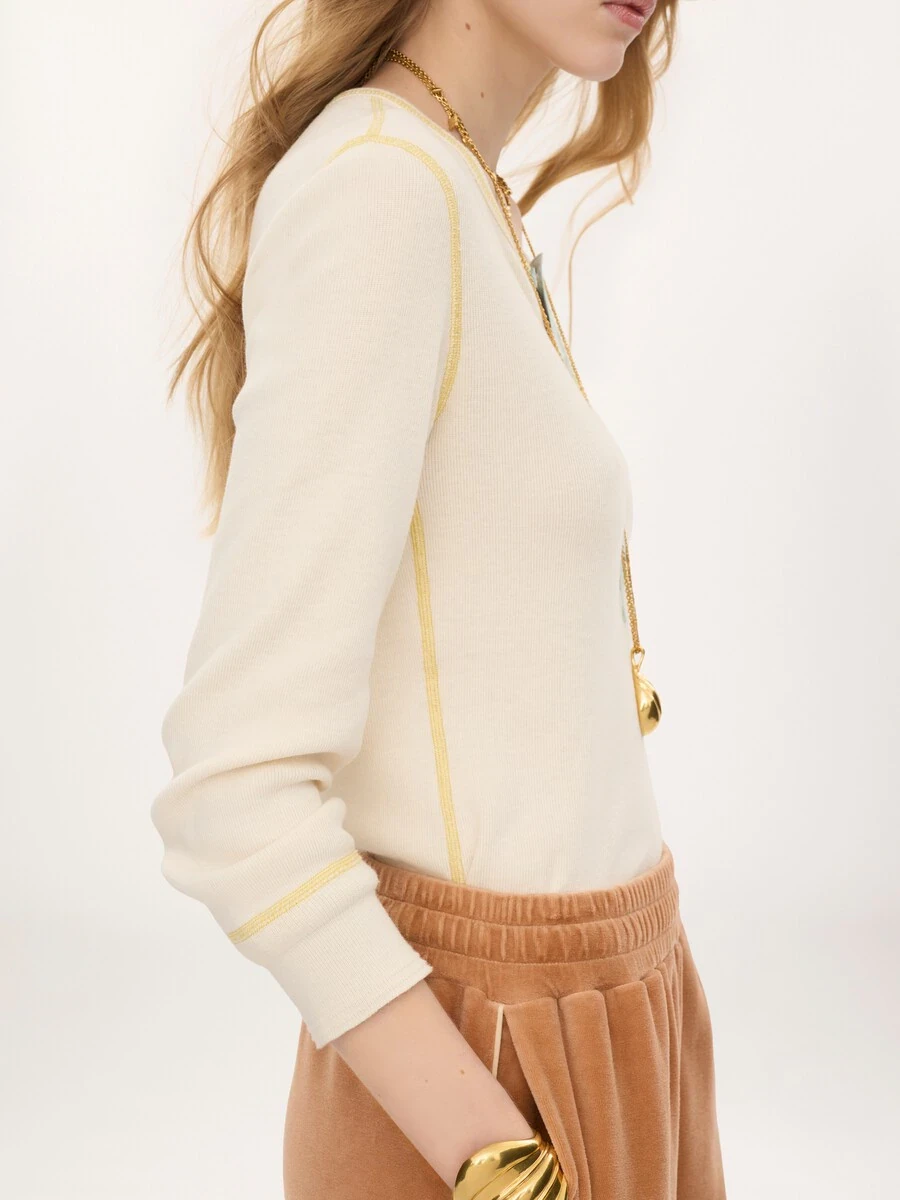 Chloé Fitted Henley shirt in cotton jersey | Thumbnail 5