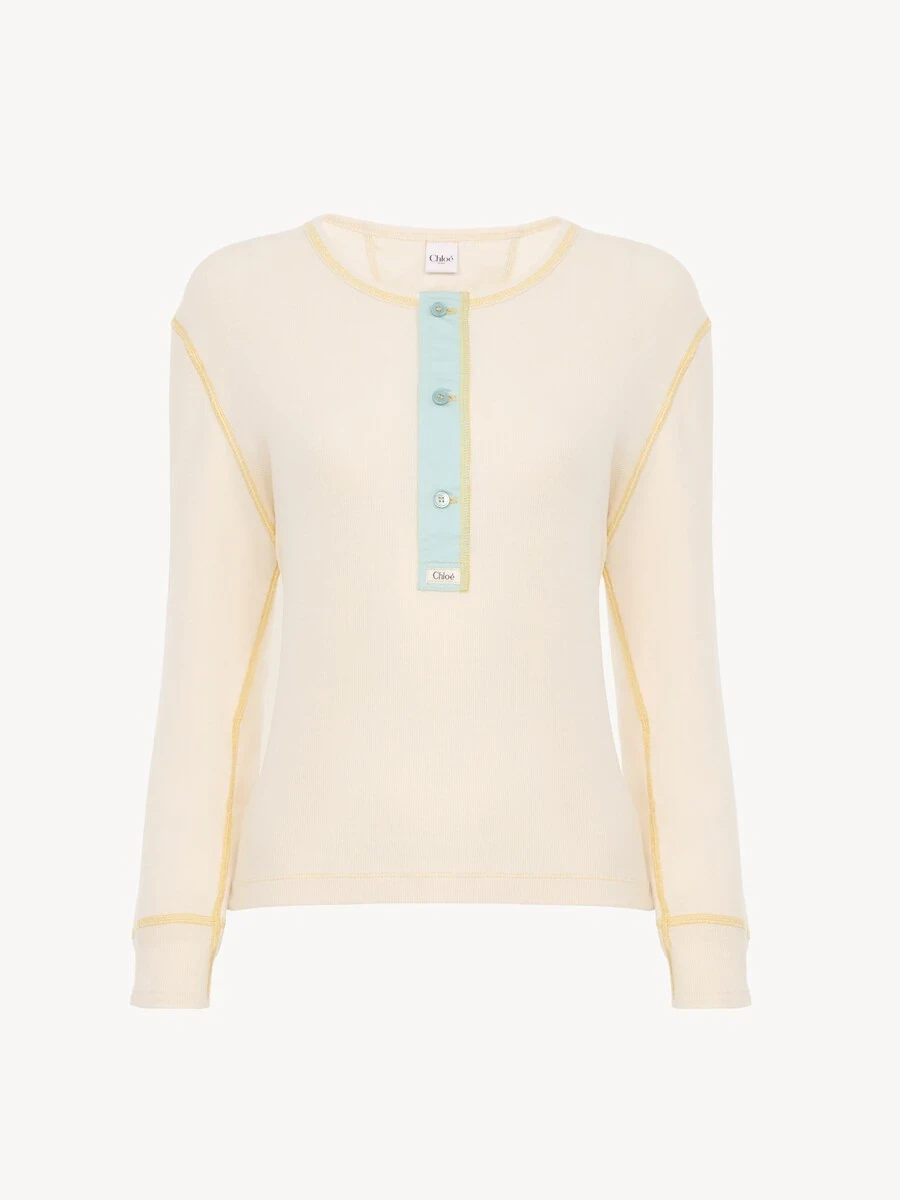 Chloé Fitted Henley shirt in cotton jersey | Thumbnail 7