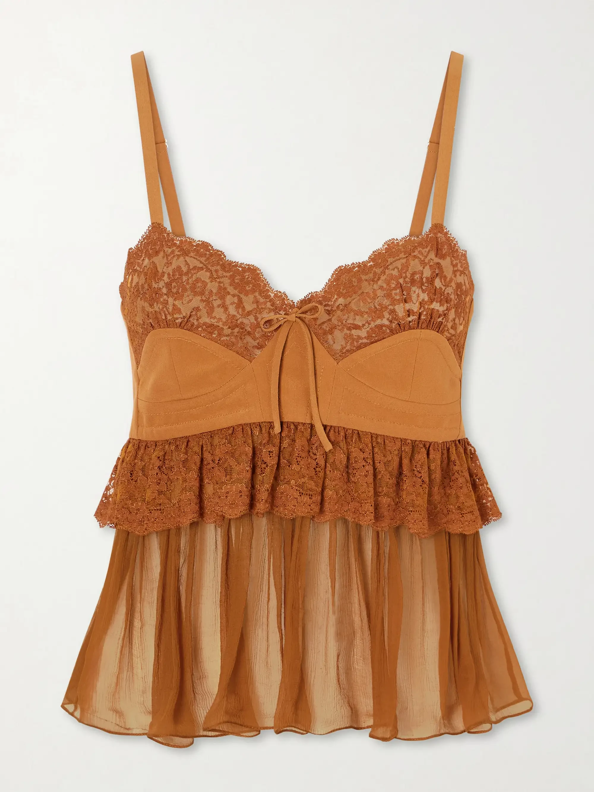 Chloé Lace-trimmed silk crepe tank | Image 1 Chloé Lace-trimmed silk crepe tank | Image 1