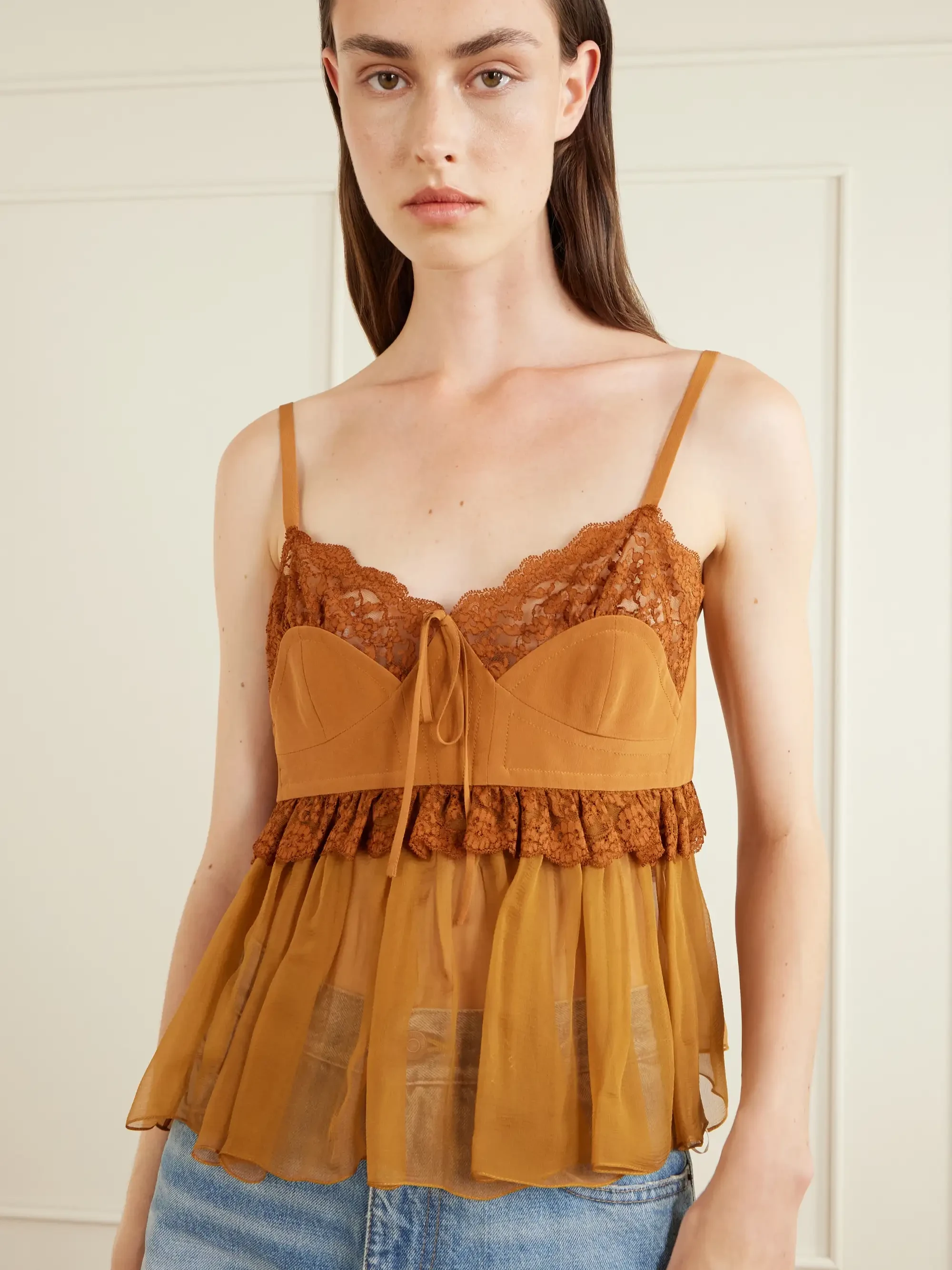 Chloé Lace-trimmed silk crepe tank | Thumbnail 3 Chloé Lace-trimmed silk crepe tank | Thumbnail 3