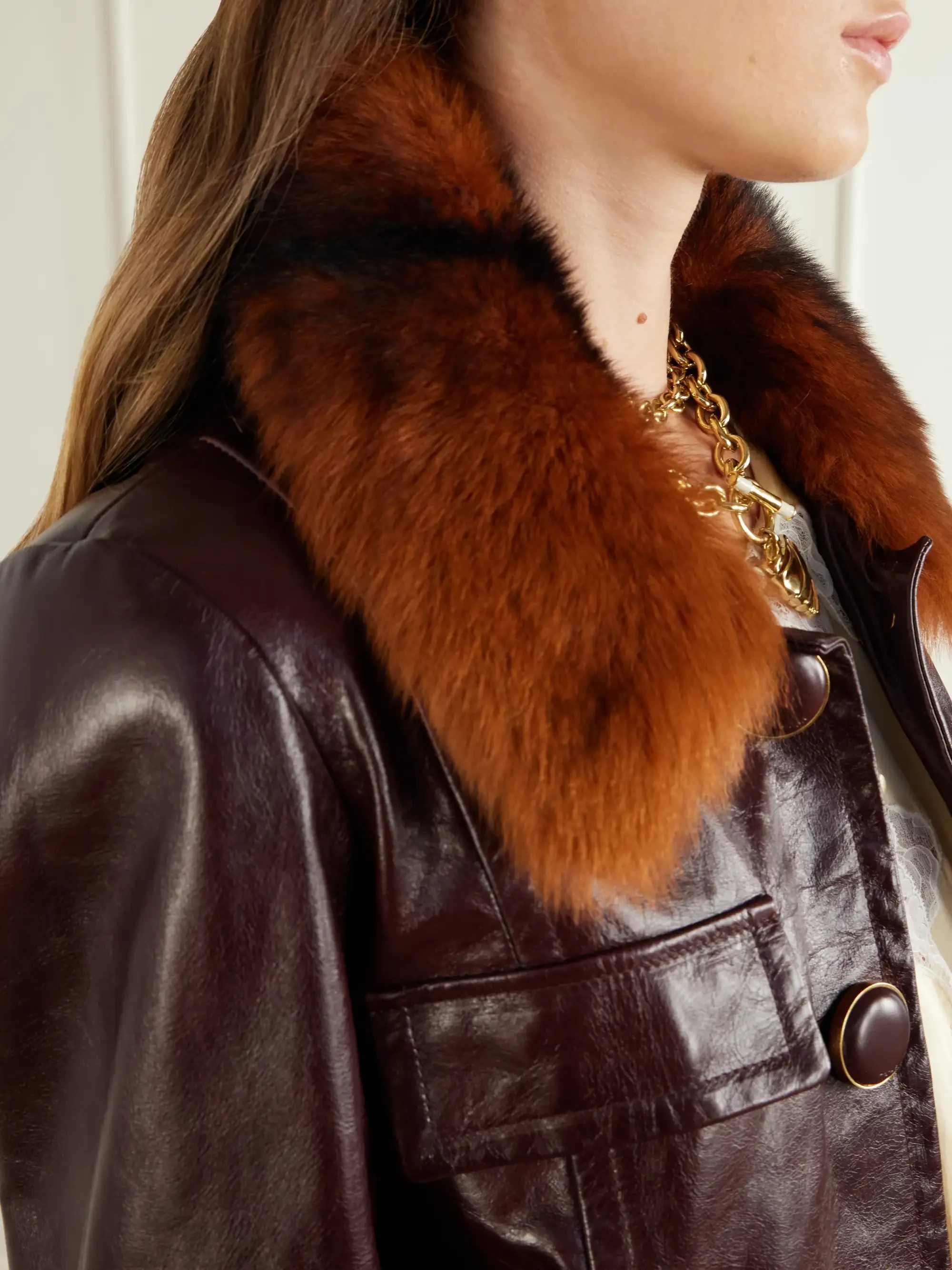 Chloé Cropped shearling-trimmed leather jacket | Thumbnail 6 Chloé Cropped shearling-trimmed leather jacket | Thumbnail 6