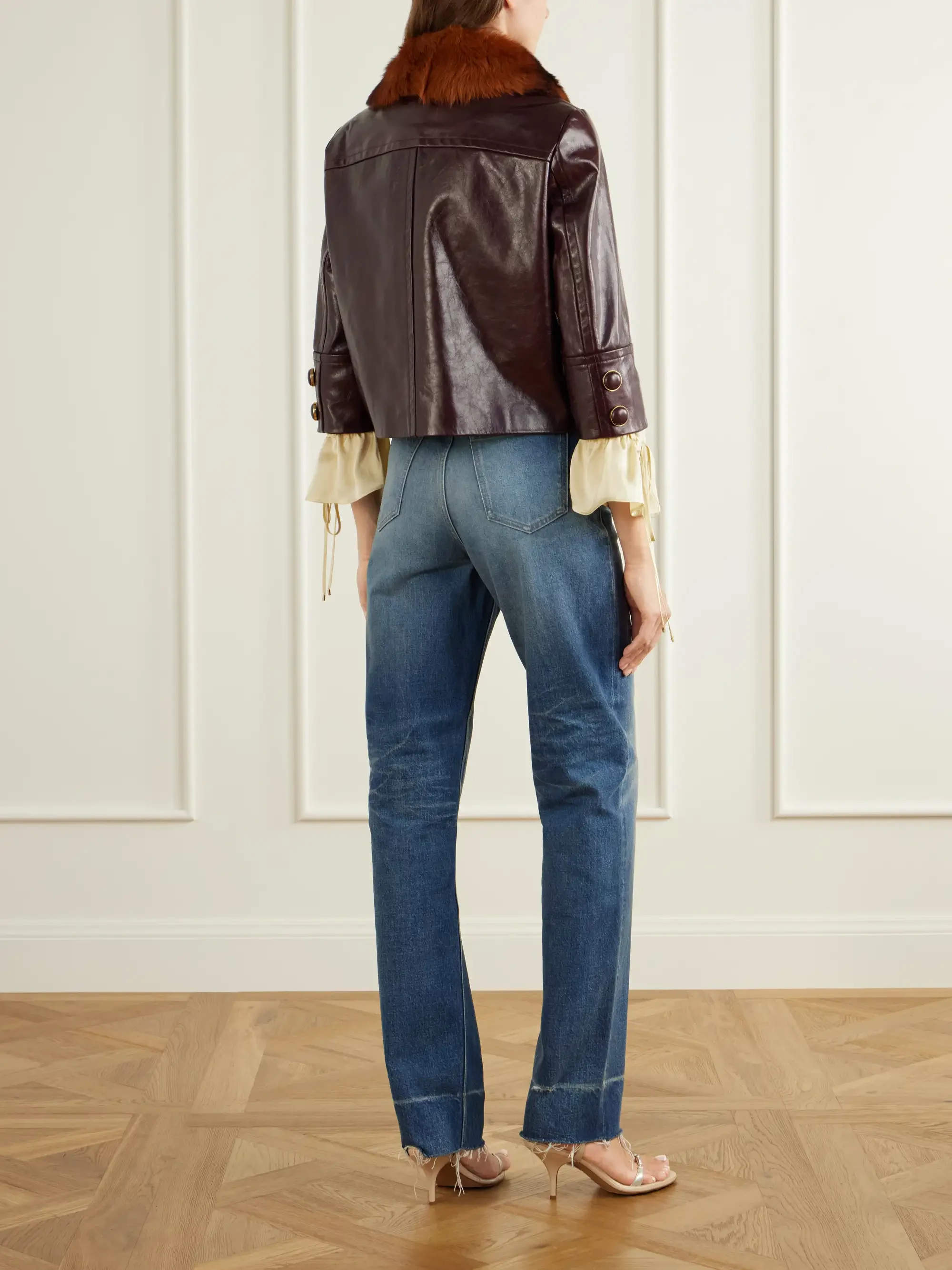 Chloé Cropped shearling-trimmed leather jacket | Thumbnail 4 Chloé Cropped shearling-trimmed leather jacket | Thumbnail 4