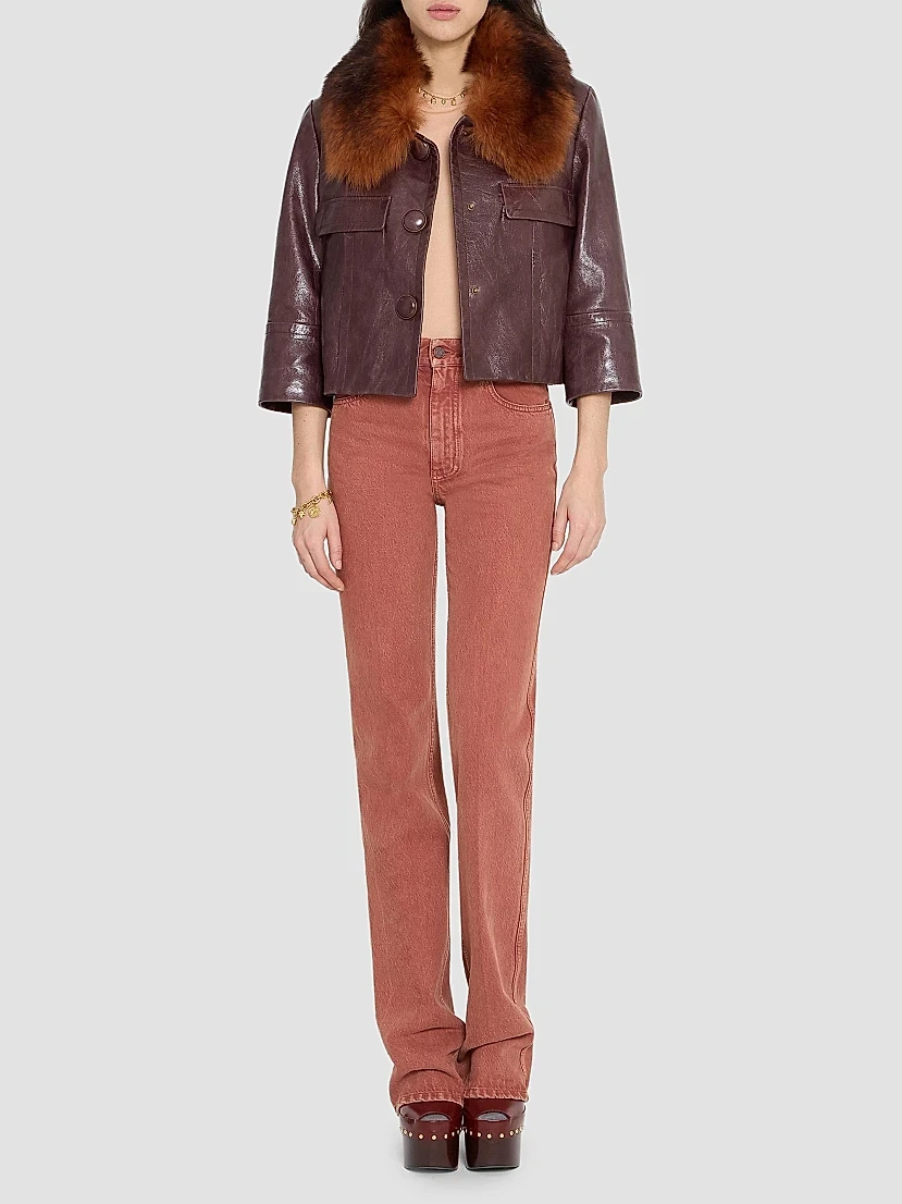Chloé Shearling Leather Bomber Jacket | Thumbnail 3 Chloé Shearling Leather Bomber Jacket | Thumbnail 3