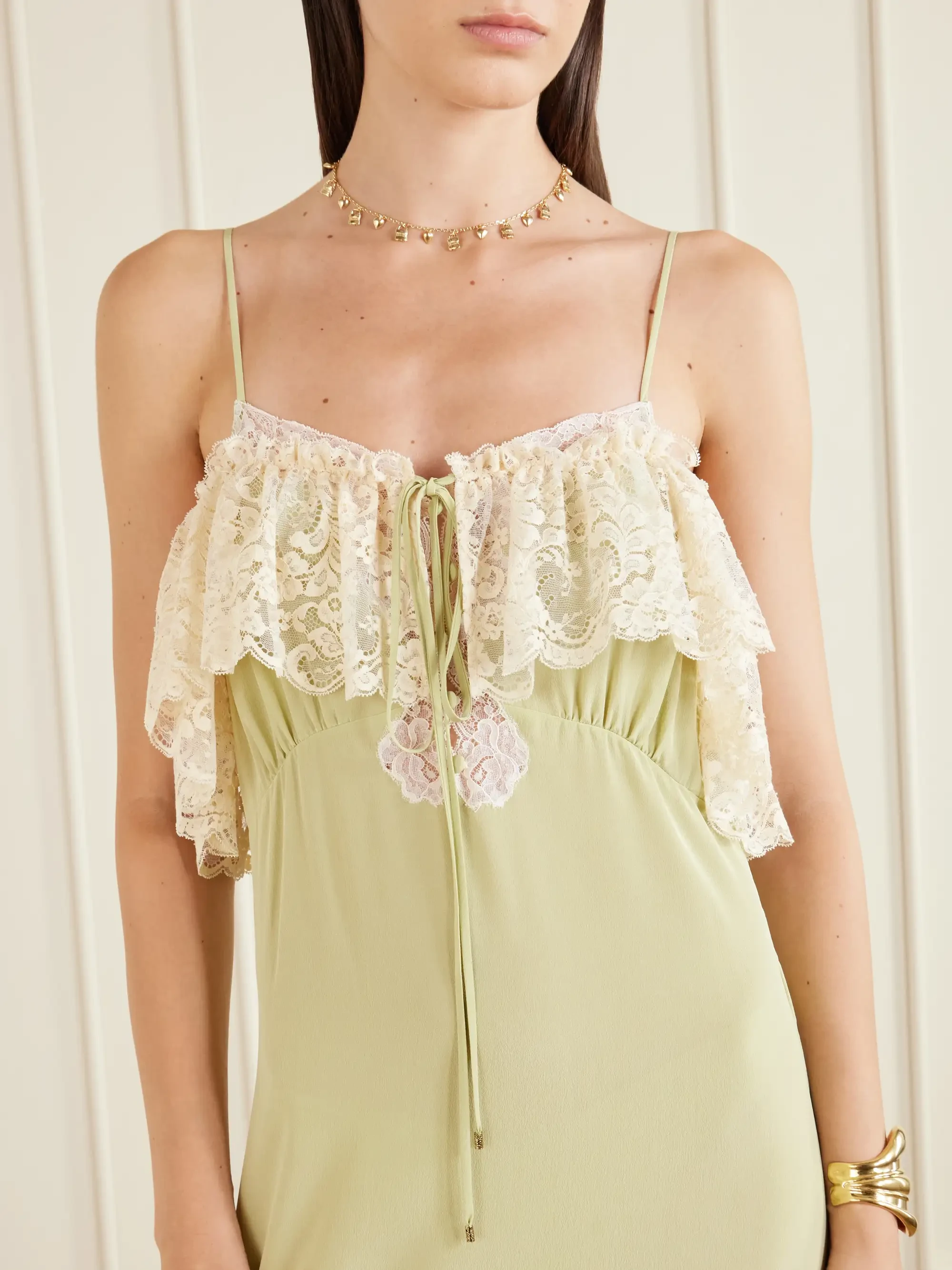 Chloé Lace-trimmed silk-crepe de chine maxi dress | Thumbnail 4 Chloé Lace-trimmed silk-crepe de chine maxi dress | Thumbnail 4