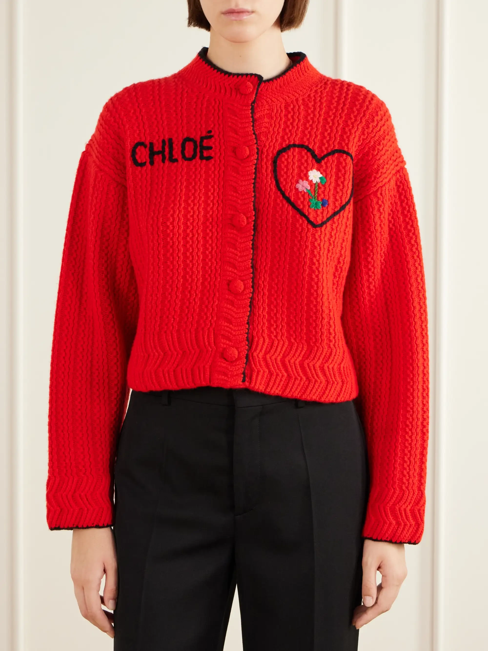 Chloé Embroidered wool and cashmere-blend cardigan | Thumbnail 3 Chloé Embroidered wool and cashmere-blend cardigan | Thumbnail 3