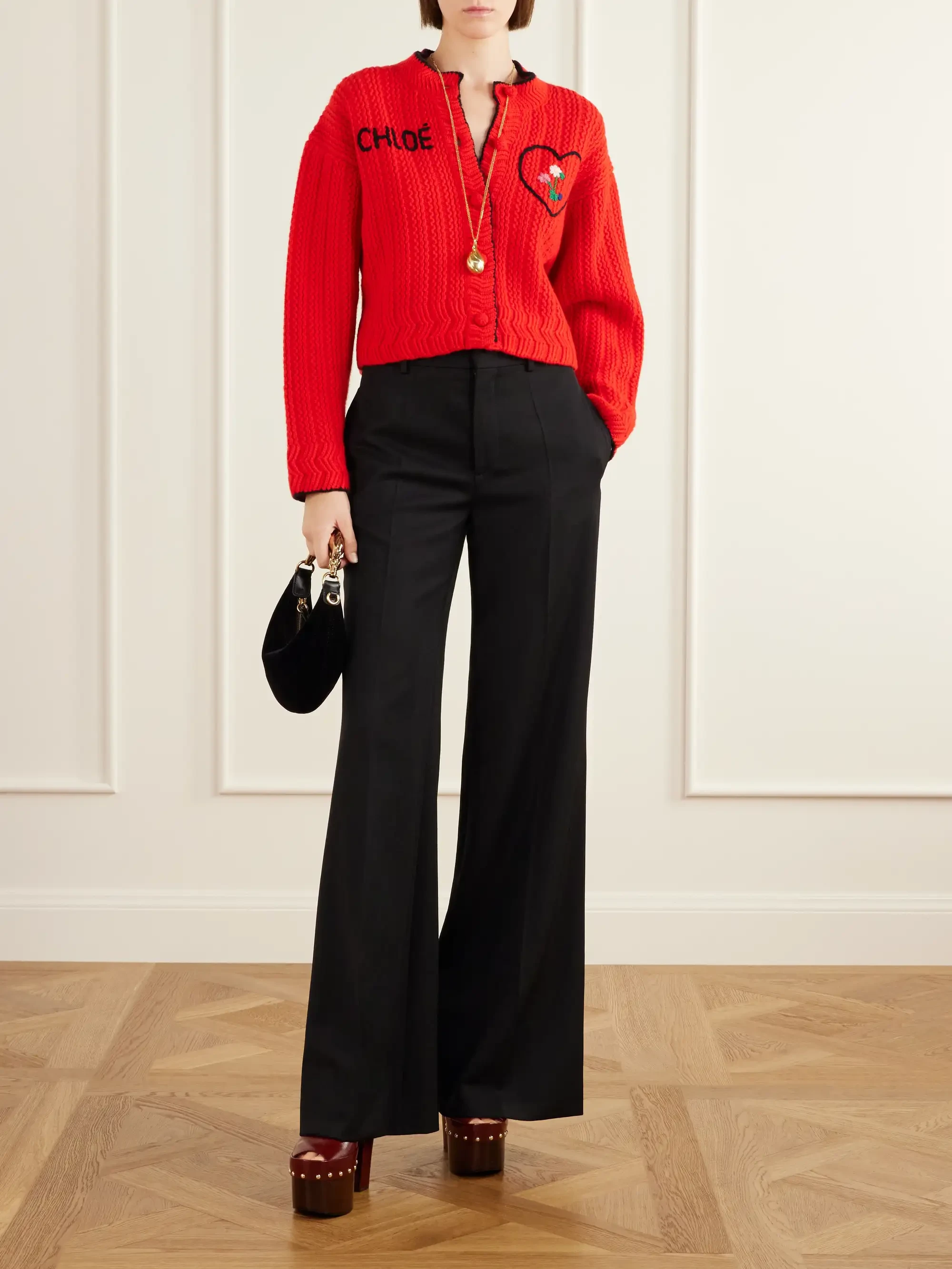 Chloé Embroidered wool and cashmere-blend cardigan | Thumbnail 2 Chloé Embroidered wool and cashmere-blend cardigan | Thumbnail 2