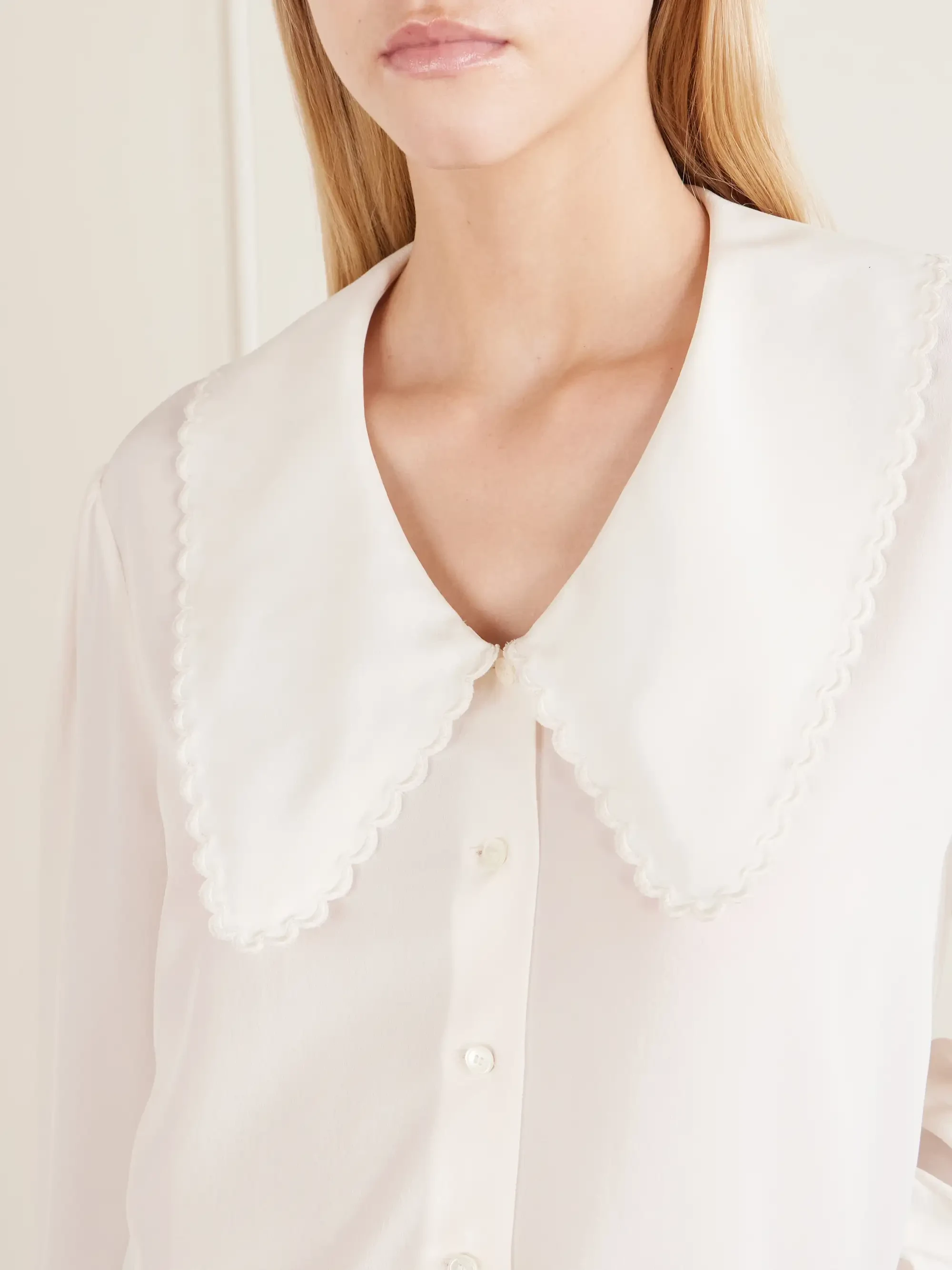Chloé Cropped silk-crepe de chine blouse | Thumbnail 5 Chloé Cropped silk-crepe de chine blouse | Thumbnail 5