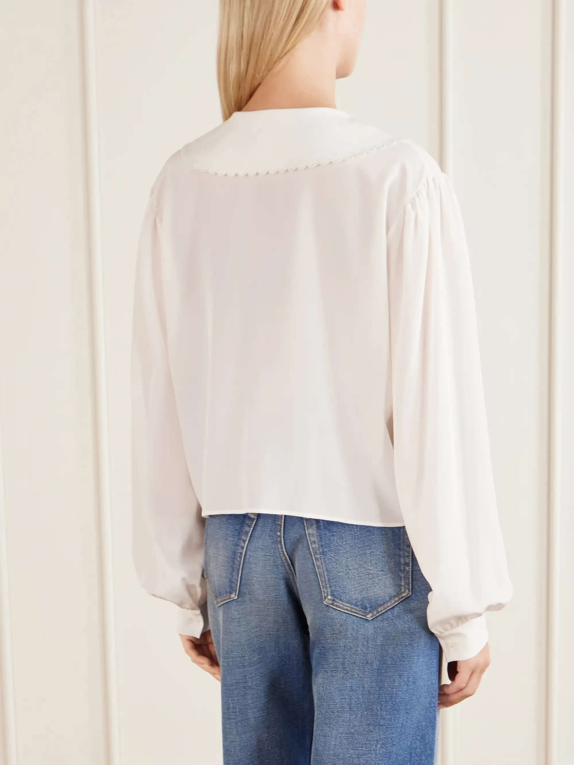 Chloé Cropped silk-crepe de chine blouse | Thumbnail 4 Chloé Cropped silk-crepe de chine blouse | Thumbnail 4