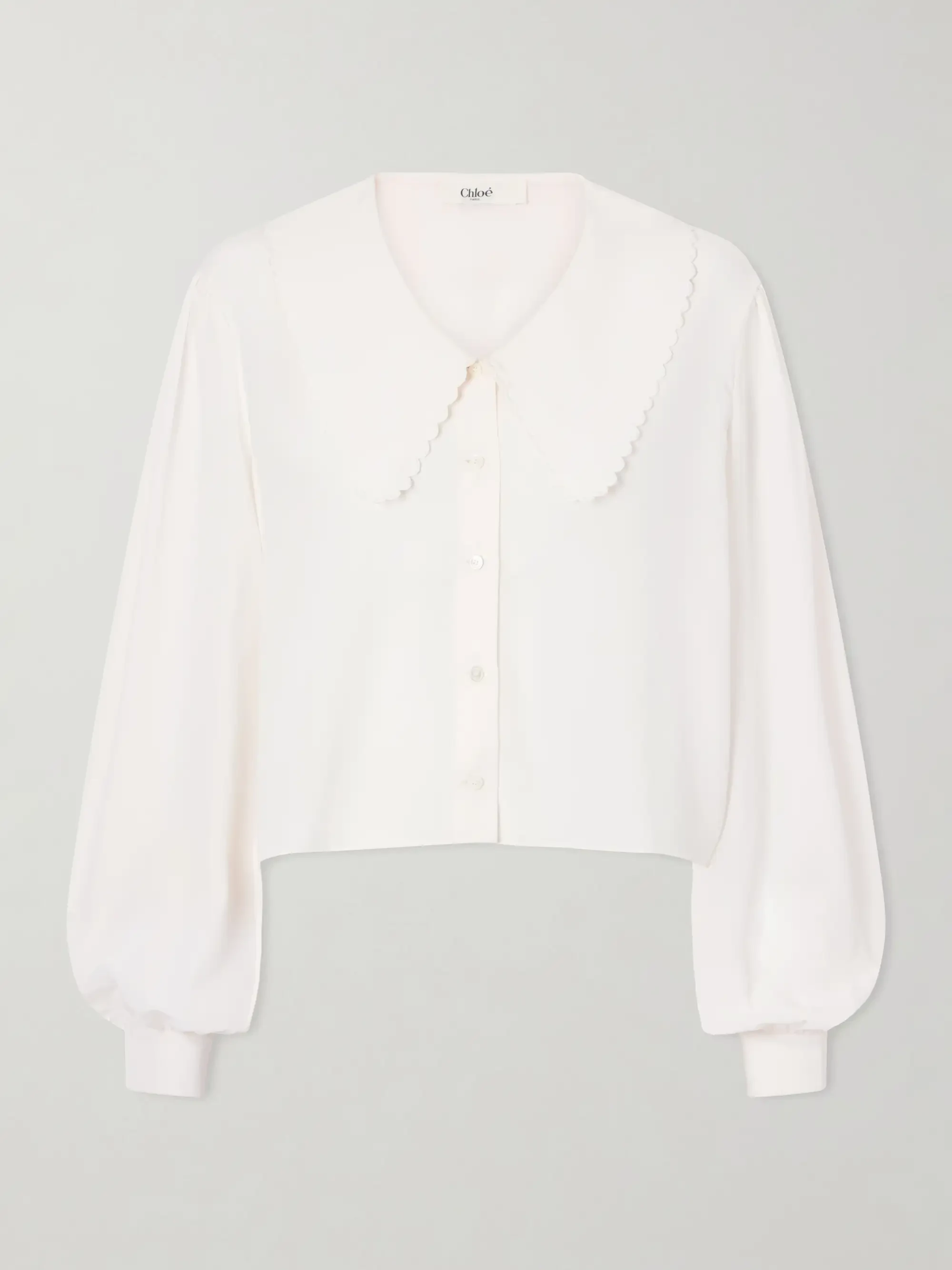Cropped silk-crepe de chine blouse Cropped silk-crepe de chine blouse