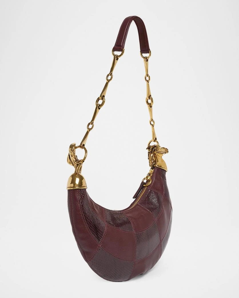 CHLOE ACCESSORIES Chain Horse Shoulder Bag in Patchwork Leather | Thumbnail 3 CHLOE ACCESSORIES Chain Horse Shoulder Bag in Patchwork Leather | Thumbnail 3