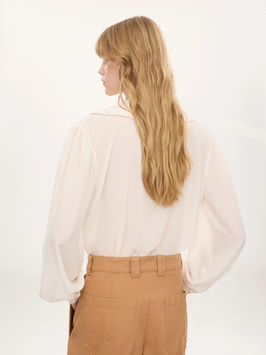 CHLOE ACCESSORIES Puff-sleeve blouse in crêpe de chine | Thumbnail 4 CHLOE ACCESSORIES Puff-sleeve blouse in crêpe de chine | Thumbnail 4