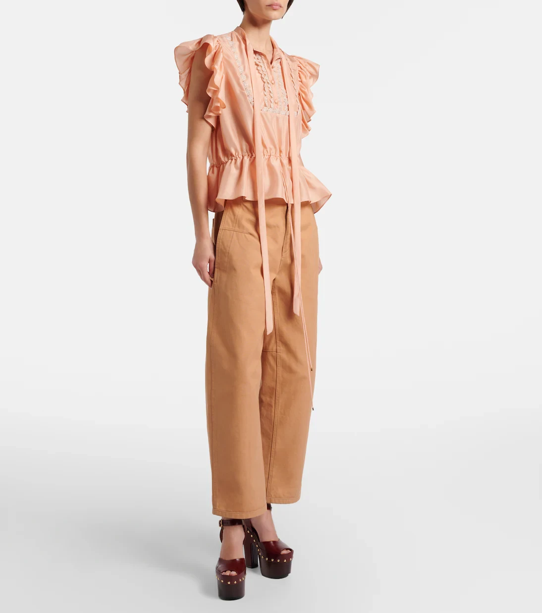 Chloé Ruffled lace-trimmed silk top | Thumbnail 7 Chloé Ruffled lace-trimmed silk top | Thumbnail 7