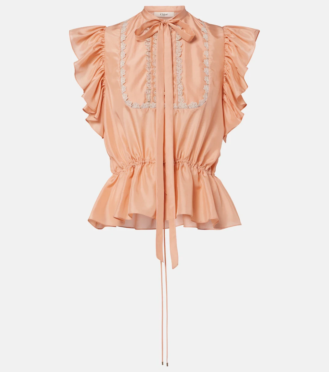 Chloé Ruffled lace-trimmed silk top | Thumbnail 2 Chloé Ruffled lace-trimmed silk top | Thumbnail 2