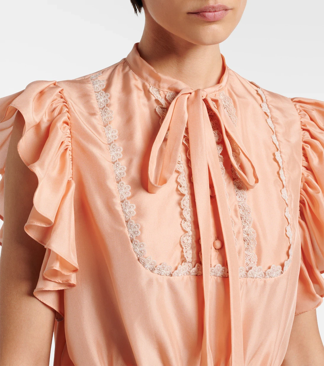 Chloé Ruffled lace-trimmed silk top | Thumbnail 4 Chloé Ruffled lace-trimmed silk top | Thumbnail 4