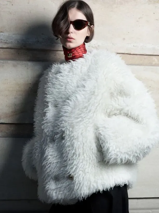 Designer Spotlight: Celine — featuring Celine Jacket in Fluffy Wool, Celine Flared Surf Jeans in Union Wash Denim, Celine Medium Bucket Louise in Smooth Calfskin and more