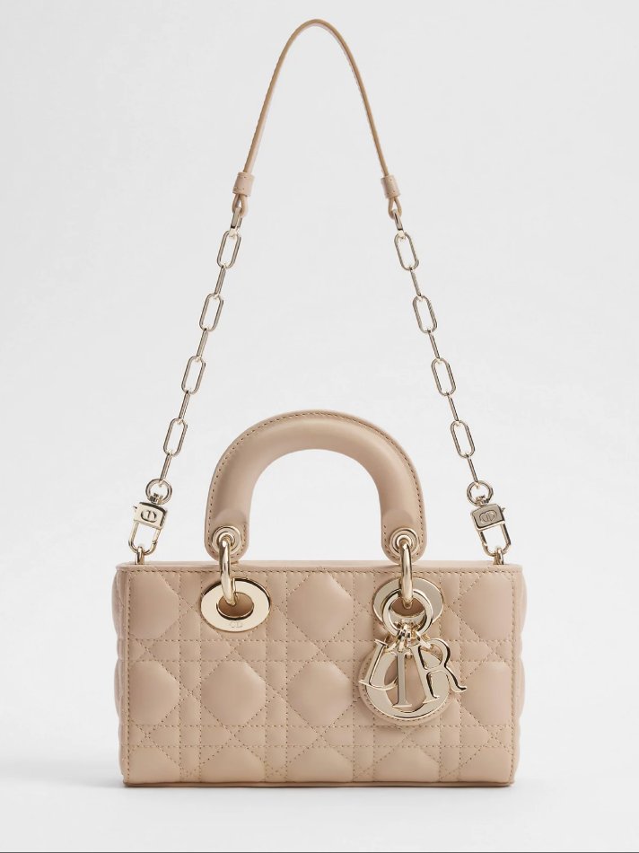 Mini Lady D-Joy Bag Powder Beige Cannage Lambskin